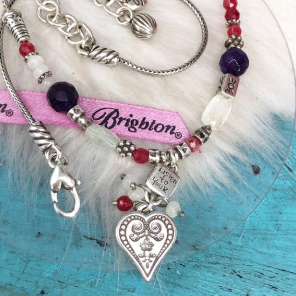 BRIGHTON "Ophelia" Jeweled Beaded "Listen to Your" Heart Necklace